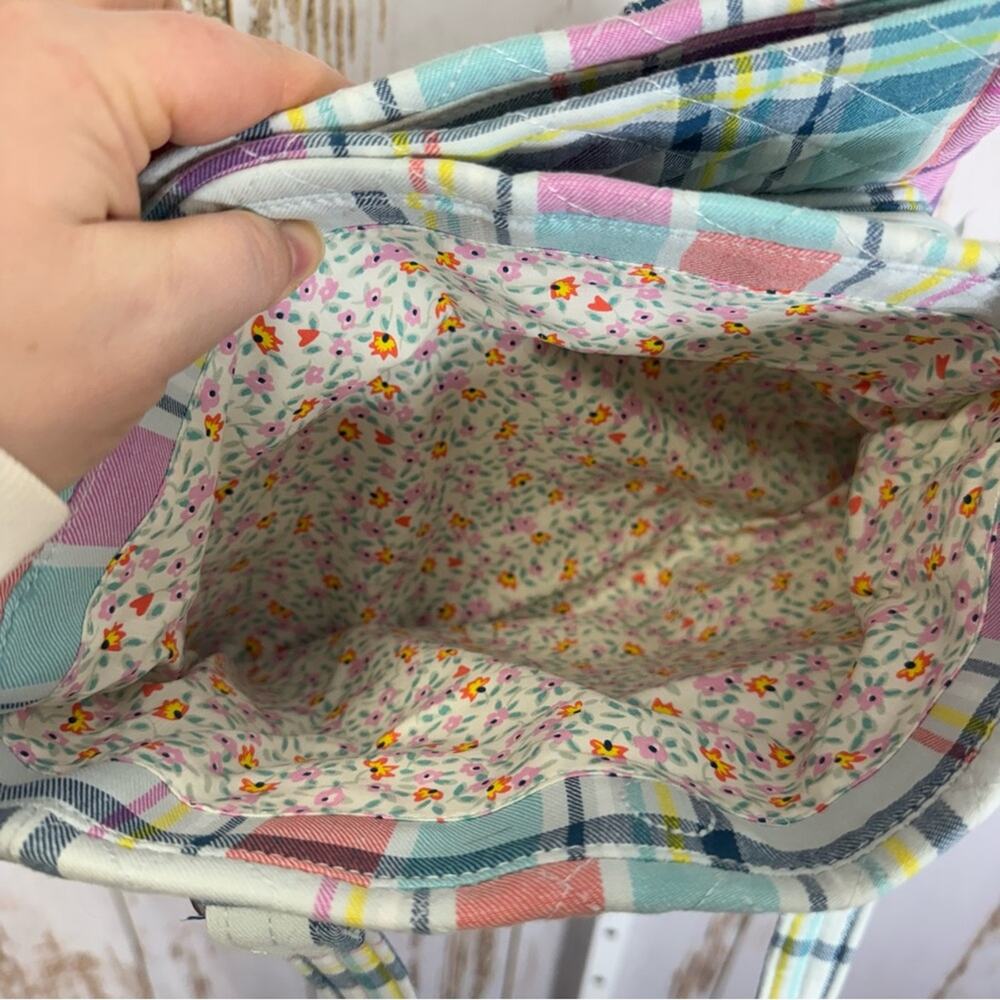 Vera Bradley, Multi Compartment Colorful Pastel Plaid Shoulder Bag Spring Summer - Picture 8 of 13
